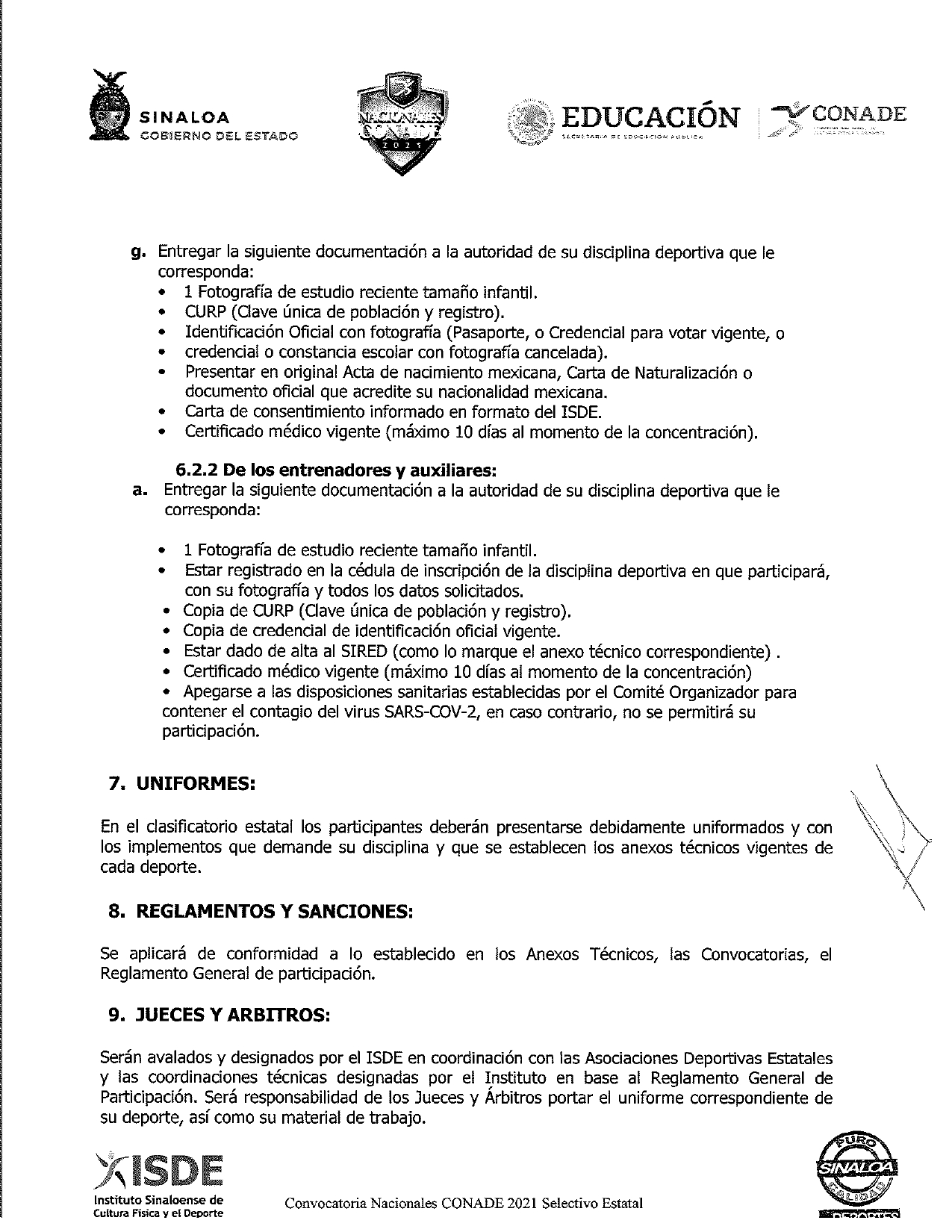 SELECTIVO ESTATAL DE JUEGOS NACIONALES CONADE 2021