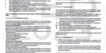 Lanzan convocatoria para el Premio Estatal del Deporte 2023