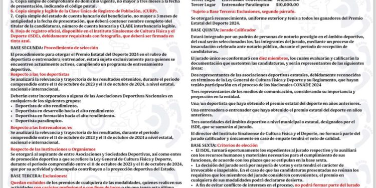 Lista la convocatoria del premió Estatal del Deporte